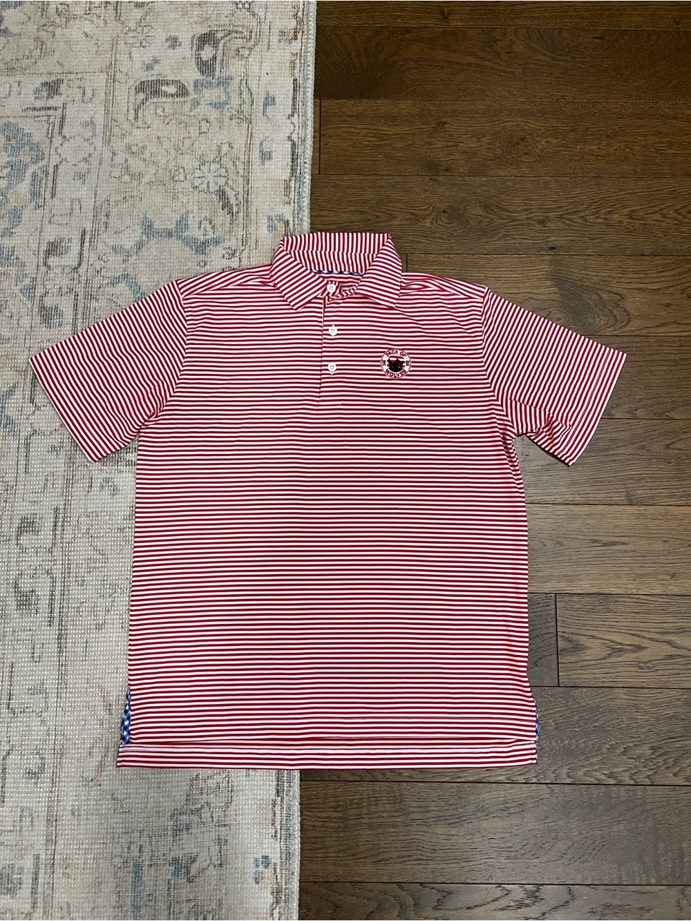 NC STATE university- Pack of wolves- NHL- Red & White Striped Polo Shirt